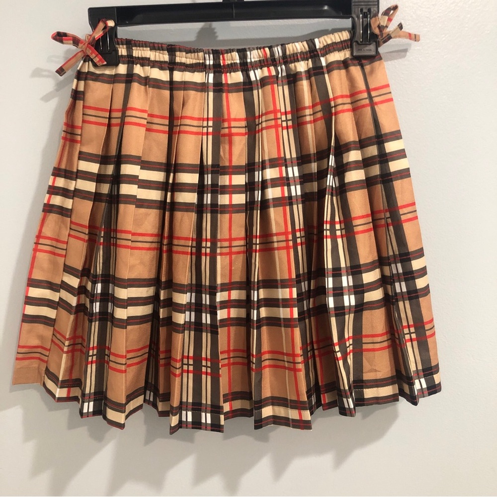 Girls Classic Plaid Pleated Mini Skirt Elastic Waist Cotton Blend Size Girls 10Y